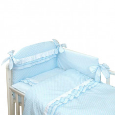 AMY - Lenjerie 3 piese Cu protectie laterala Baby Chic din Bumbac, 120x60 cm, Blue foto