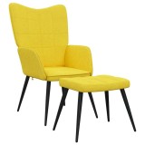 Cumpara ieftin Scaun relaxare cu taburet, galben mustar, textil
