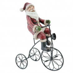 Figurina Mos Craciun cu tricicleta polirasina 20x10x26 cm Elegant DecoLux foto