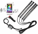 Cumpara ieftin Kit 4 lumini ambientale RGB cu aplicatie telefon Bluetooth, 12V, 12 LED