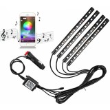 Kit 4 lumini ambientale RGB cu aplicatie telefon Bluetooth, 12V, 12 LED