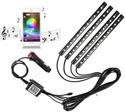 Kit 4 Lumini auto ambientale, 12V, cu aplicatie Bluetooth pe telefon - Multicolor foto