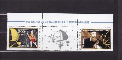 ROMANIA 2003 LP 1614 a 500 DE ANI DE LA NASTEREA LUI NOSTRADAMUS CU VINIETA MNH foto