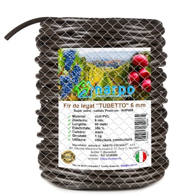 Fir de legat din plastic PVC, TUBETTO, 6 mm, 98 metri, 1 kg, maro, foarte elastic, NRP008 foto
