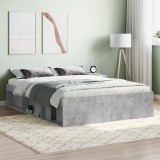 VidaXL Cadru de pat dublu, gri beton, 135x190 cm 3203911