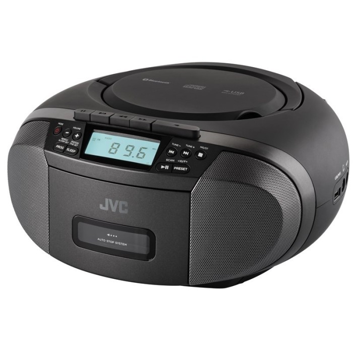 Radiocasetofon stereo cu CD JVC RC-E444B, 4W RMS, Bluetooth, USB, afisaj LCD,
