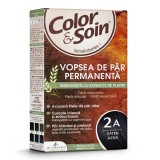Vopsea de par fara amoniac, fara silicon, saten azur, 2A, Color&amp;Soin