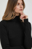 Mos Mosh pulover de lana femei, culoarea negru, light, cu guler