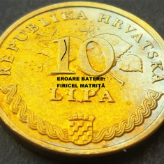 Moneda 10 LIPA - CROATIA, anul 2005 *cod 1756 C= PATINA + EROARE FIRICEL MATRITA
