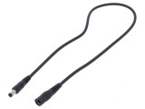 Cablu DC Negru 1x1mm2 cu Soclu 5,5/2,1 și Mufă 5,5/1,7, WEST POL