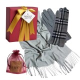 Set Cadou Sal, Manusi Cashmere Gri si Cercei Fulgi de Nea Cadou Elegant