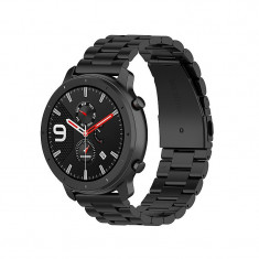 Curea ceas OEM Stainless Steel pentru Samsung Galaxy Watch3 45 mm / Samsung Gear S3 Frontier / Samsung Galaxy Watch 46mm, Metalica, 22mm, Neagra