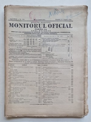 Monitorul Oficial Rom&amp;acirc;nia &amp;ndash; 31 august 1940 &amp;ndash; Dictatul de la Viena &amp;ndash; rar foto