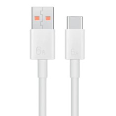 Cablu de date usb la tip-c, super fast charging 6a, 66w, 1m, huawei (lx04072043), white (bulk packing)