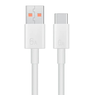Cablu de date usb la tip-c, super fast charging 6a, 66w, 1m, huawei (lx04072043), white (bulk packing) foto