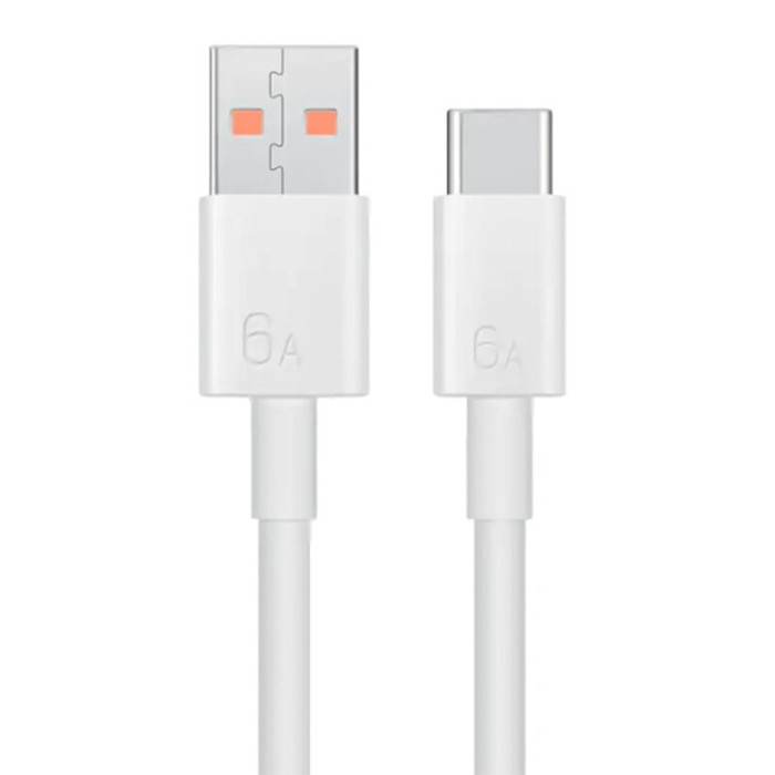 Cablu de date usb la tip-c, super fast charging 6a, 66w, 1m, huawei (lx04072043), white (bulk packing)