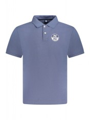 Tricou polo barbati, cu imprimeu cu logo, Regular fit, Albastru deschis, S foto