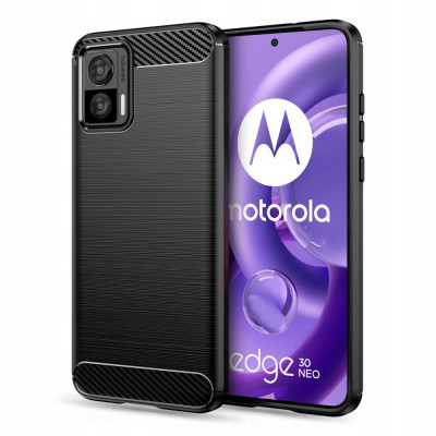 Husa pentru Motorola Edge 30 Neo, Techsuit Carbon Silicone, Black foto