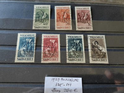 Serie Saar, Germania, 1929, Volkshilfe, 135-141, cota 260 euro,stampilat,rara foto