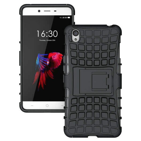 Husa protectie socuri OnePlus X, carcasa spate telefon, cu suport birou, neagra Husa protectie socuri OnePlus X, carcasa spate telefon, cu suport birou, neagra