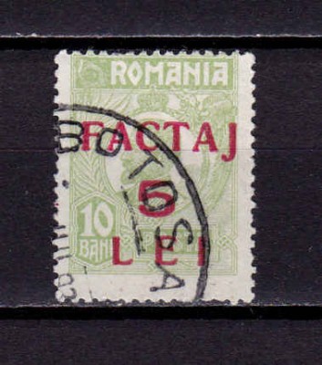 RO 1905, Taxa de factaj supratipar 5Lei/10B Ferdinand , stampilat foto
