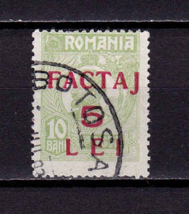 RO 1905, Taxa de factaj supratipar 5Lei/10B Ferdinand , stampilat