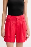 Pedro del Hierro pantaloni scurți din in culoarea rosu, uni, high waist, 2459132