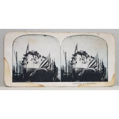 LANSAREA LA APA A UNEI NAVE DE RAZBOI , FOTOGRAFIE STEREOSCOPICA , POLICROMA, PE CARTON , PRIMUL RAZBOI MONDIAL