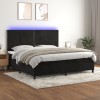 VidaXL Pat cu arcuri, saltea și LED, negru, 200x200 cm, catifea 3136085