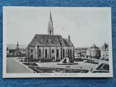 188- Cluj-Napoca Biserica Sf. Mihail, P-ta Unirii /Kolozsvar/Carte postala 1917 foto