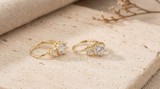 CERCEI ARGINT PLACATI CU AUR CU DOUA CRISTALE - CERCEI ELEGANTI CU CRISTAL ZIRCONIU MARE