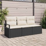 vidaXL Set de canapele pentru grădină cu pernă 3 pcs Negru și Crem