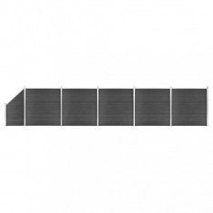 vidaXL Set de panouri de gard, negru, 965x(105-186) cm, WPC