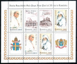 Romania 1999, LP 1484 a, Vizita Papei Ioan Paul II, bloc de 6 cu 2 viniete, MNH!, Religie, Nestampilat