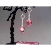 Cercei Argintii Lungi cu Perle Roz-Plăm&acirc;n, Model Ciorchine, Bijuterie Fashion Elegantă, 5.7cm