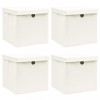 Gossi cutii depozitare cu capace 4 buc. alb, 32x32x32 cm, textil