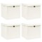 Gossi cutii depozitare cu capace 4 buc. alb, 32x32x32 cm, textil