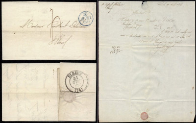 France 1837 Postal History Rare Stampless Cover + Content Paris to Elbeuf DB.091 foto