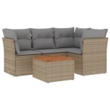 Cumpara ieftin Patio Sofa Set 4-Locuri Amestec de bej si gri deschis