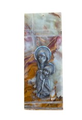 OBIECT DECORATIV VINTAGE DIN ONIX PAKISTAN CU IMAGINE DIN PELTRO, TEME RELIGIOASA