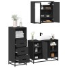 VidaXL Set mobilier de baie, 3 piese, negru, lemn compozit