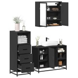VidaXL Set mobilier de baie, 3 piese, negru, lemn compozit