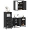 vidaXL Set mobilier de baie, 3 piese, negru, lemn compozit 3301030