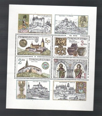 Cehoslovacia 1982 - Castele, istorie, arheologie, bloc neuzat foto