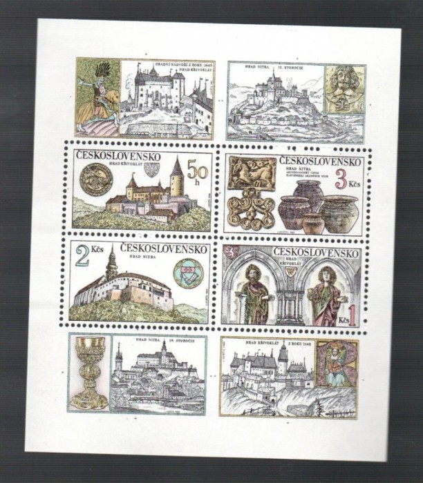 Cehoslovacia 1982 - Castele, istorie, arheologie, bloc neuzat