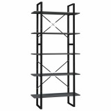 Cumpara ieftin Biblioteca cu 5 rafturi, gri, 80x30x175 cm, lemn prelucrat