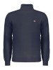 Pulover cu guler inalt bărbați, cu logo brodat, Regular fit, bleumarin, XL, 2XL, 3XL