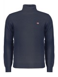 Pulover cu guler inalt bărbați, cu logo brodat, Regular fit, bleumarin, XL, 2XL, 3XL