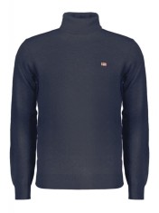 Pulover cu guler inalt barba?i, cu logo brodat, Regular fit, bleumarin (Marime: foto