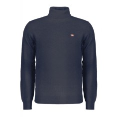 Pulover cu guler inalt bărbați, cu logo brodat, Regular fit, bleumarin, XL